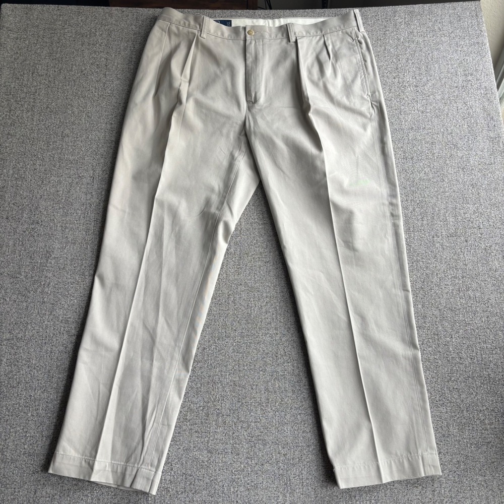 Polo Ralph Lauren Pants Mens 40x32 Ethan Pant Tan Pleated Cotton Chino